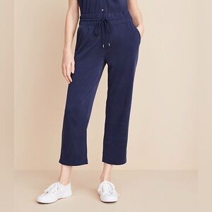 LOFT  Lou and Grey Navy Drawstring Cropped Wide-Leg Straight Lounge Pants